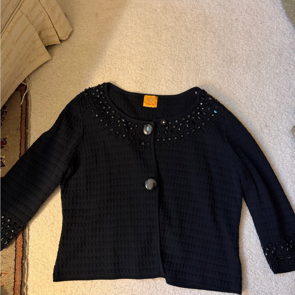 Ruby Rd Black Beaded Embellished Button Front Jac… - image 4